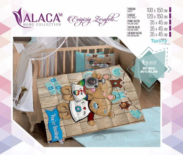 Alaca 3011 Ayıcıklar 3D Bebek Uyku Seti - 1