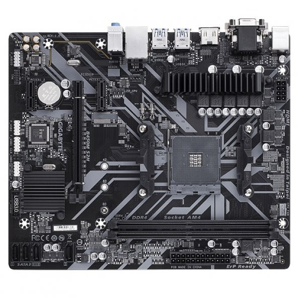 GIGABYTE B450M-S2H DDR4 M2 PCIe NVME HDMI DVI PCIe 16X v3.0 AM4 mATX - 5