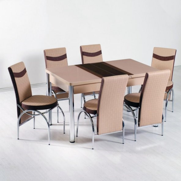 Mutfak Masa Takımı 6 Sandalye + Masa Deri Yemek takımı