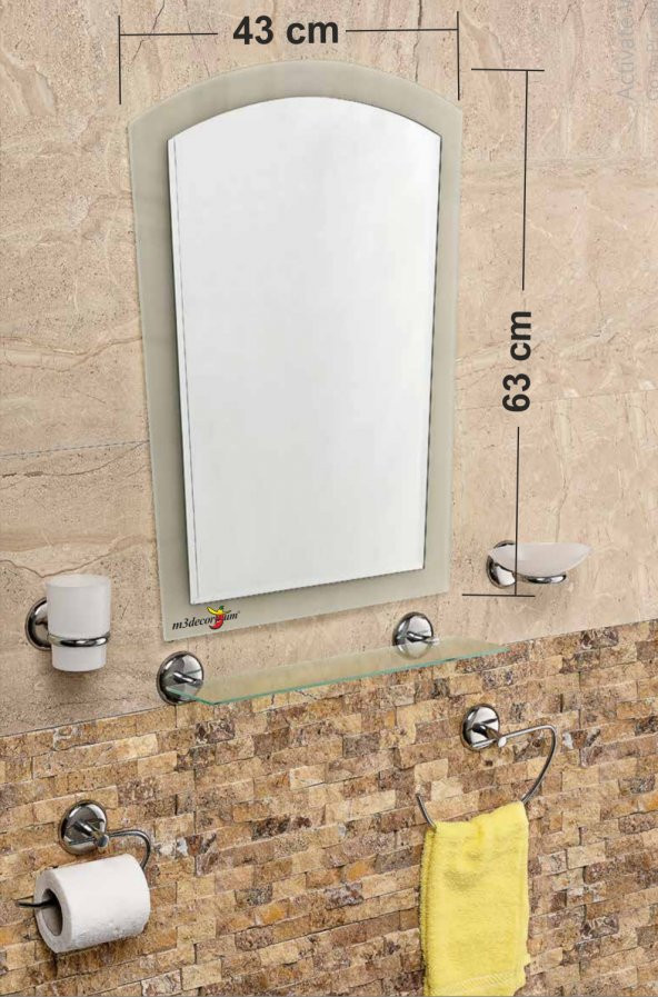 Çift Camlı 6 Parça Dev Büyük Banyo WC Kafe Cafe Tuvalet Ayna Seti