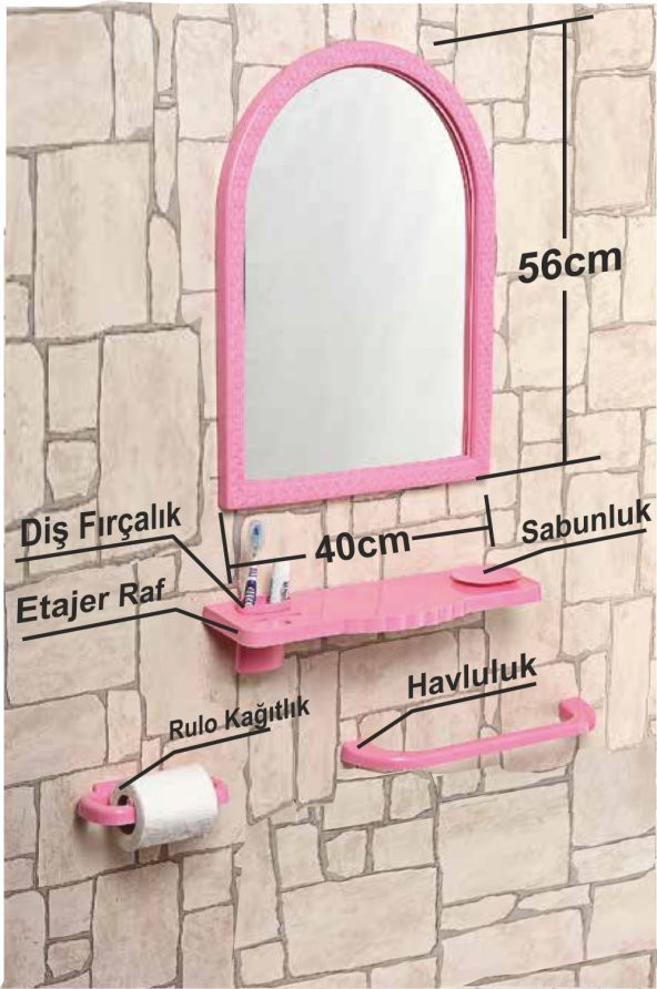 Çoklu 4 Parça 56x40cm Büyük Otel Banyo Cafe WC Tuvalet Ayna Seti