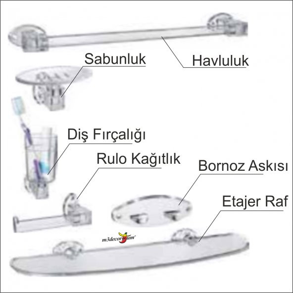 Çoklu 7 Parça 50x40cm Büyük Otel Banyo Cafe WC Tuvalet Ayna Seti - 2