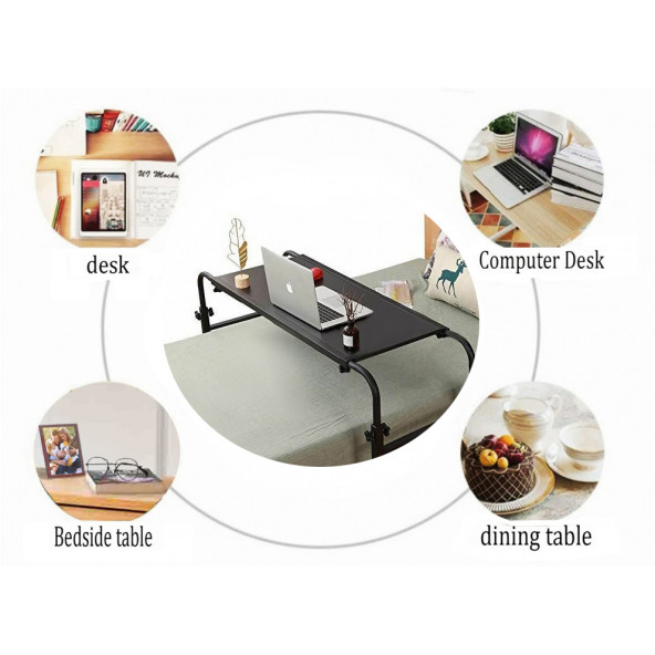 En Boy Ayarlanabilir Tek Kişilik Yatak Sehpası - Siyah - 2