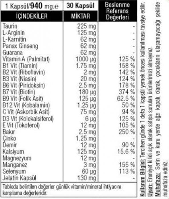 L-Gintau Bay Bayan 30 Kapsül 940 mg Multivitamin & Ekstreler - 2