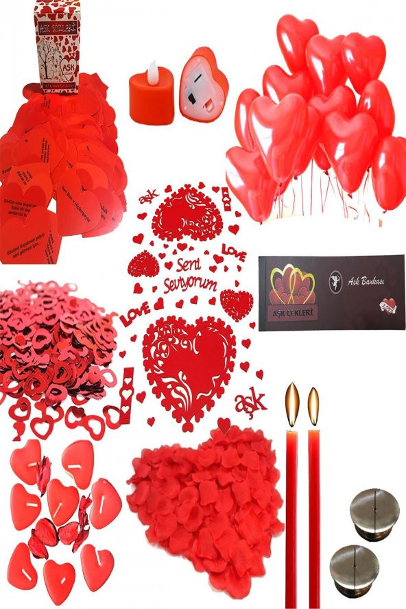 14 Şubat Sevgililer Günü Yemek Masası Süslemeleri Hazırlama Paket - Resim 11