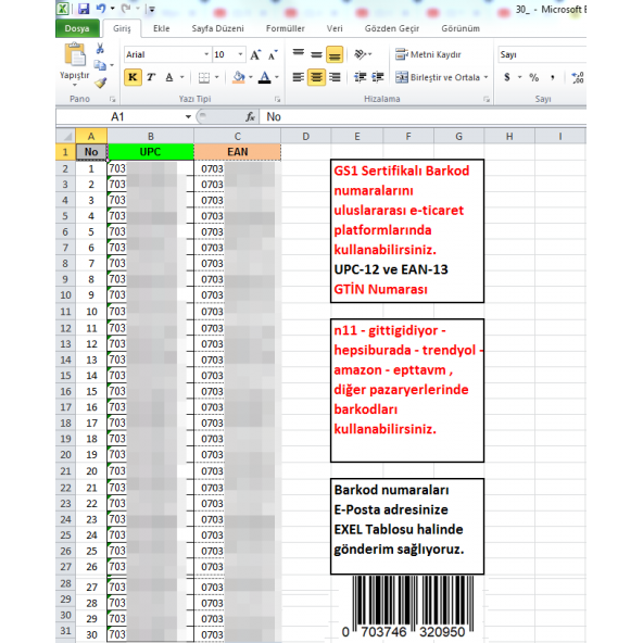 UPC EAN ASIN Barkod Kodları Numarası - UPC Kodu Satın Al - Amazon ürün listeleme yükleme