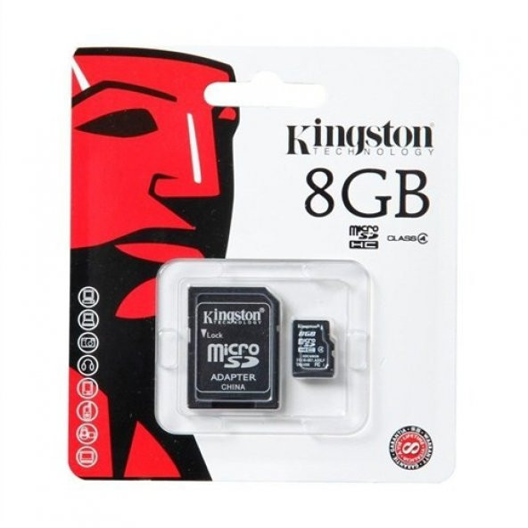 Kingston 8GB Class4 MicroSDHC Hafıza Kartı SDC4/8GB