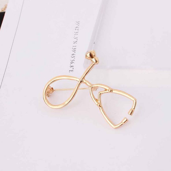FashionMoon Steteskop Broş İğne Altın Rengi