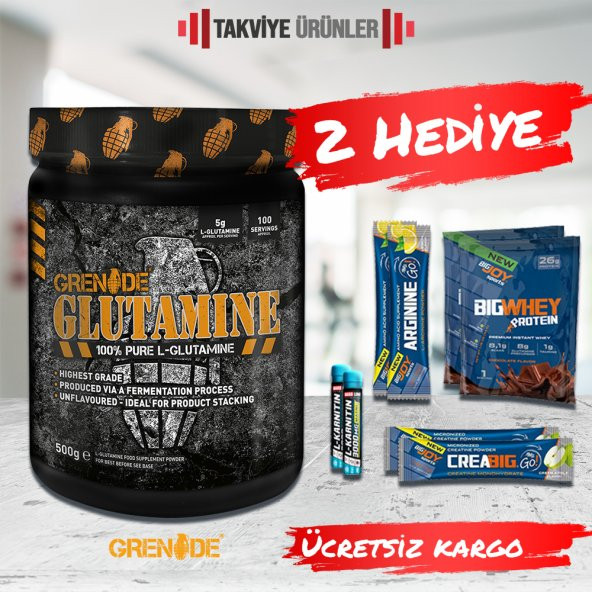 Grenade Glutamine 500 gr L-Glutamin + 2 Hediye