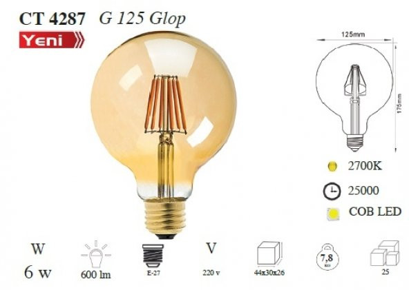 G125 GLOP LED AMPUL AMBER