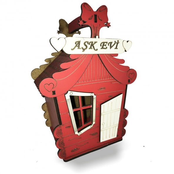 1 Adet Kırmızı Ahşap Aşk Evi, Sevgiliye Küçük Sürpriz Minyatür Ev
