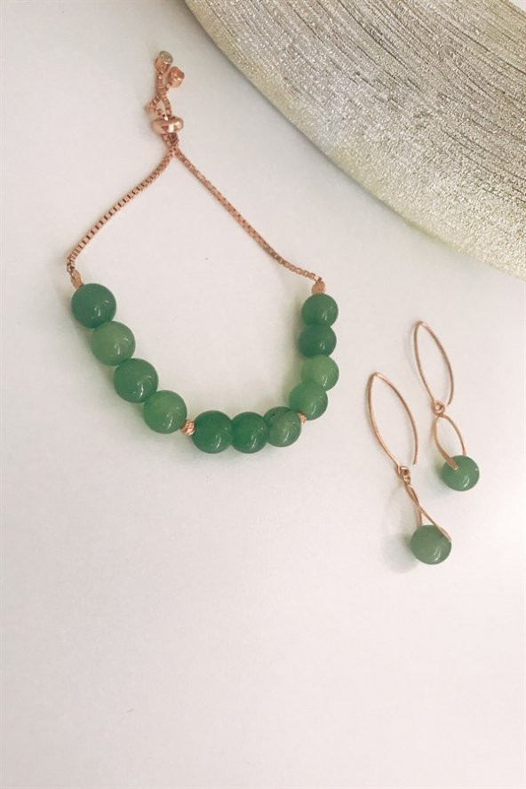 Yeşil Akik Taşlı Takı Seti - 2