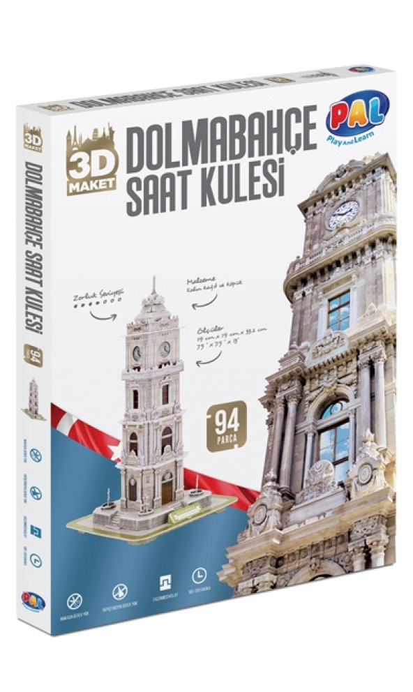 Dolmabahçe Saat Kulesi Pal 3D Maket YapBoz 93 Parça - 3