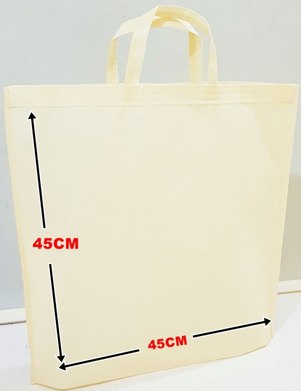 BEZ ÇANTA 20 ADET HAM LOGOSUZ DOĞAL ÇANTA 45x45cm (KALIN TELA) - 1