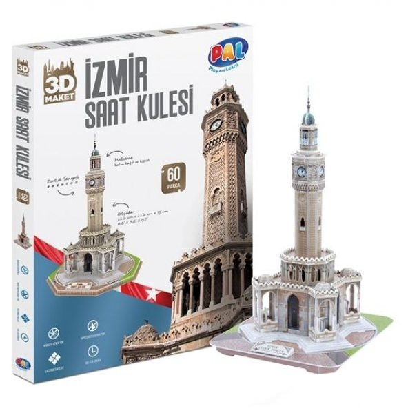 İzmir Saat Kulesi Maket Puzzle 3 Boyutlu 60 Parça - 1