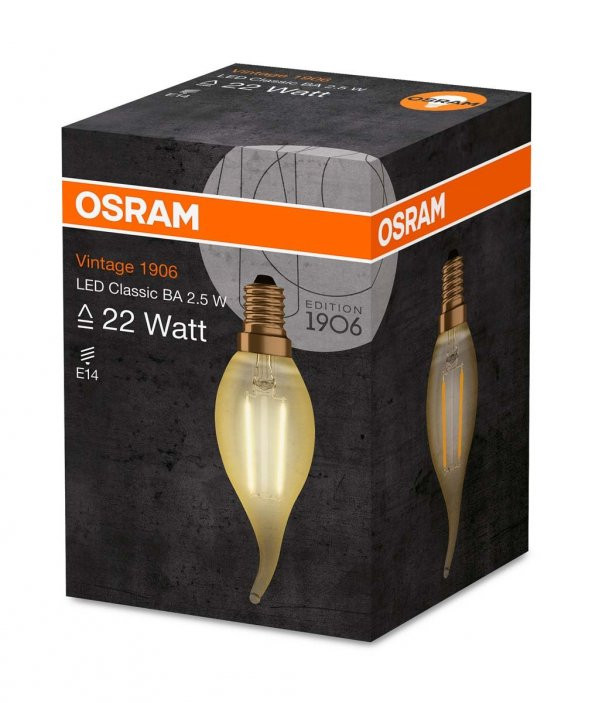 OSRAM 2.5W RUSTİK KIVRIK AMPUL E14 1906 LED BA VİNTAGE - 2