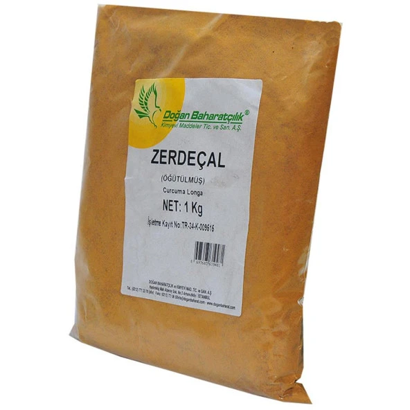 Doğan Baharatçılık Öğütülmüş Zerdeçal Tozu 1KG Doğal Saf Paket