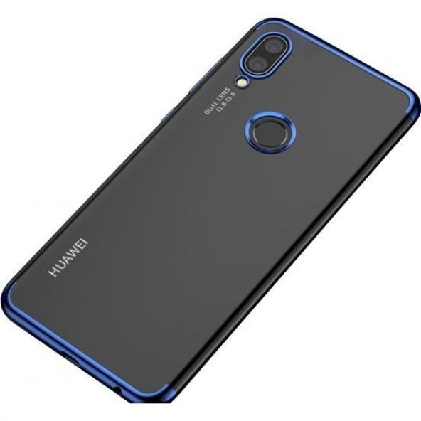 Huawei P20 Lite Arka Kapak Şeffaf Telefon Kılıfı-Mavi