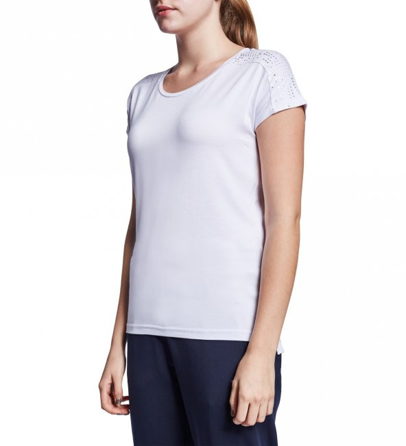Lescon 19B-2140 Beyaz Bayan Kısa Kollu T-Shirt