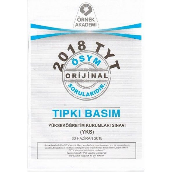 Örnek Akademi ÖSYM TYT Tıpkı Basım Soru Kitapcığı - 1