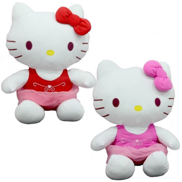 Peluş Hello Kitty Elbiseli Kurdeleli 50Cm