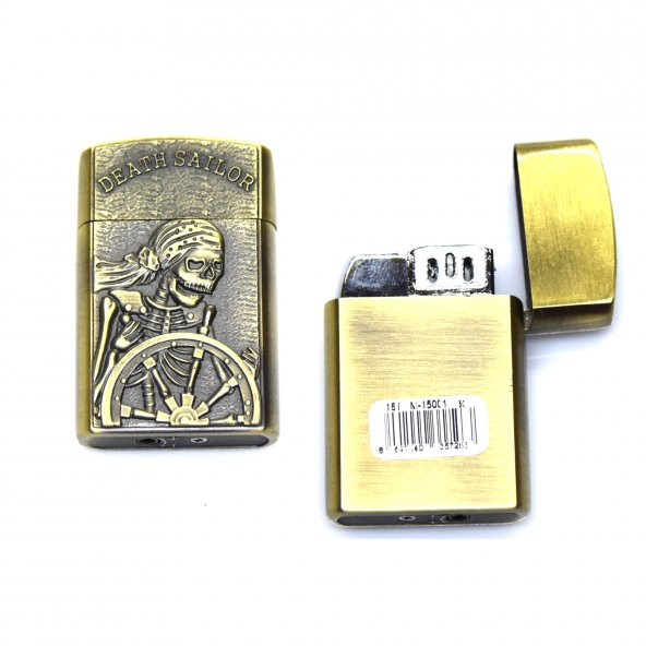 Kuru Kafa İskelet Metal Gazlı Çakmak 5.5x3.5cm - 1