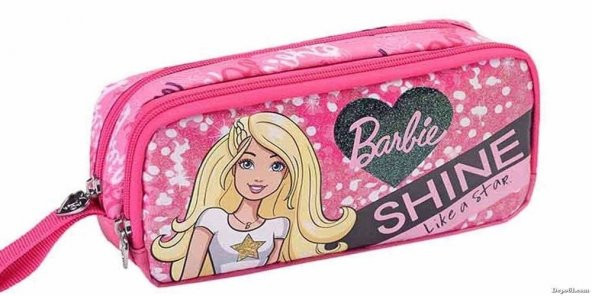 Barbie Simli İki Bölmeli Kalem Çantası