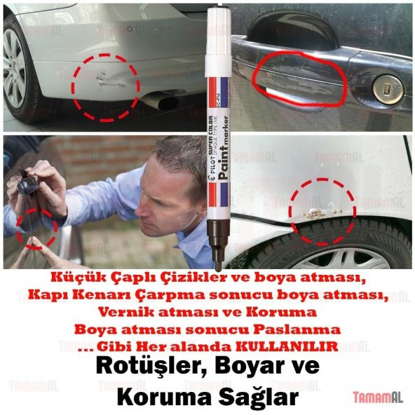 ALMAN MARKASI Araç Kaporta Rötuş SİYAH Boya Kalemi (Çok KALİTELİ - 12