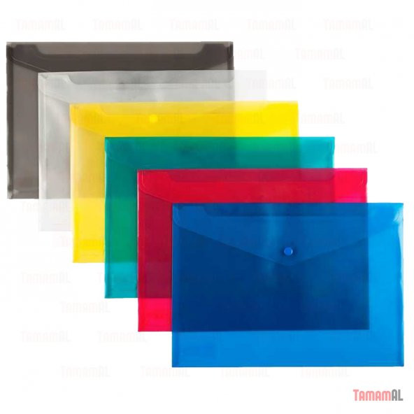 ÇITÇITLI DOSYA RENKLİ VE ŞEFFAF A4 EVRAK DOSYASI PLASTİK 6 ADET
