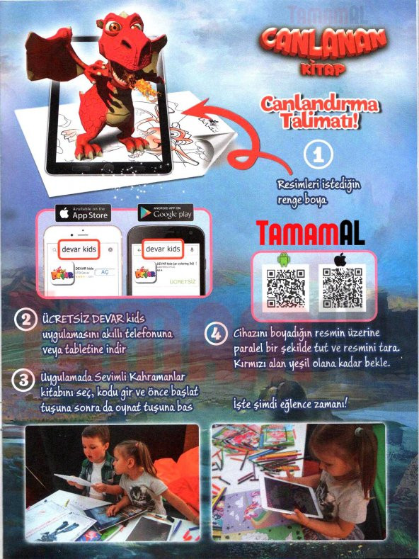 CANLANAN KİTAP SEVİMLİ KAHRAMANLAR 4D BOYAMA KİTAPLARI DEVAR Kids - 7