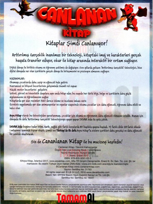 CANLANAN KİTAP SEVİMLİ KAHRAMANLAR 4D BOYAMA KİTAPLARI DEVAR Kids - 8