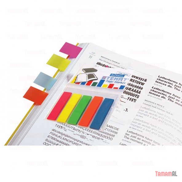 TEMAT P525 12X45 MM PAGE MARKER 5 RENK POŞETTE - 5