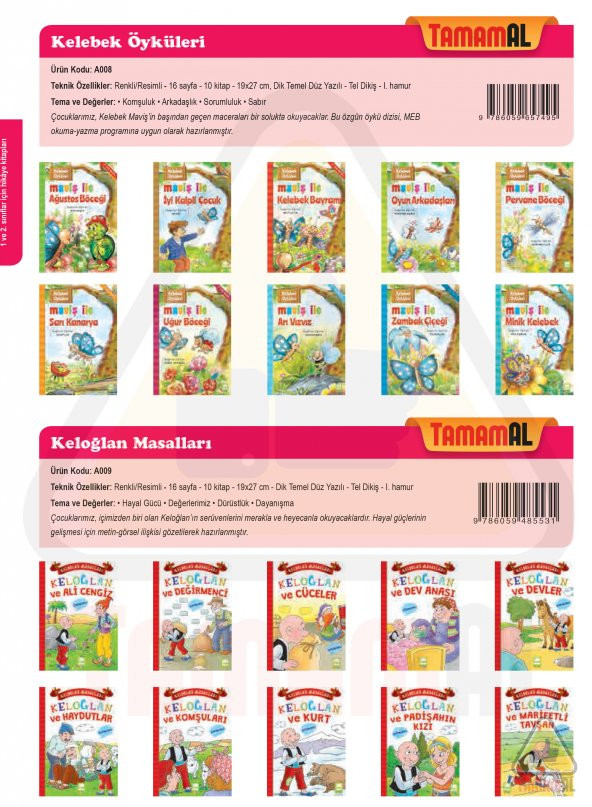 1 2 SINIF MASAL ÇANTASI ÖYKÜ HİKAYE KİTAP SETİ DİK TEMEL HARFLER - 3
