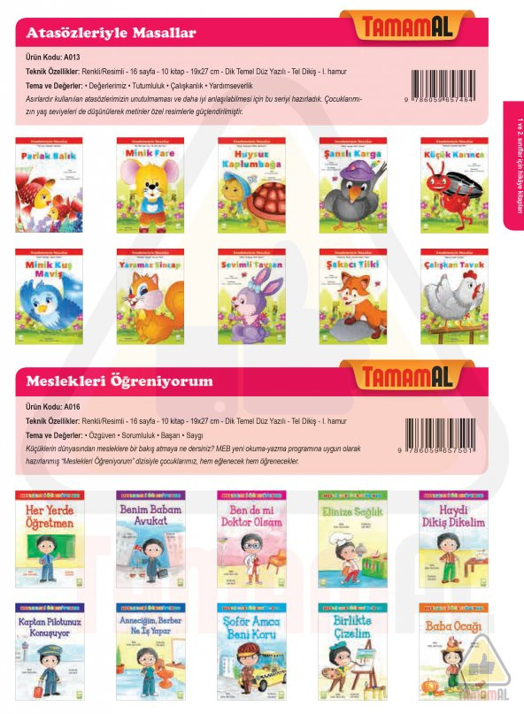 1 2 SINIF MASAL ÇANTASI ÖYKÜ HİKAYE KİTAP SETİ DİK TEMEL HARFLER - 4