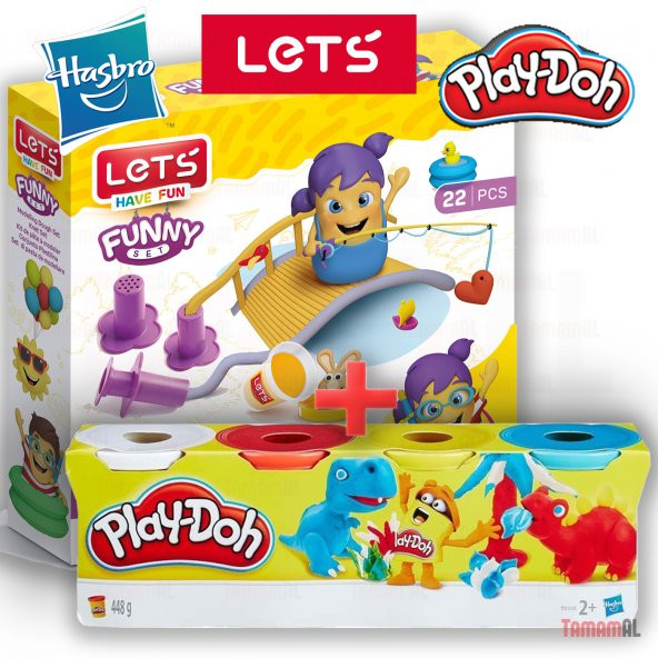PLAY-DOH + LETS 6 RENK 22Lİ OYUN HAMURU 600GR L9006 OYUNCAKLI SET