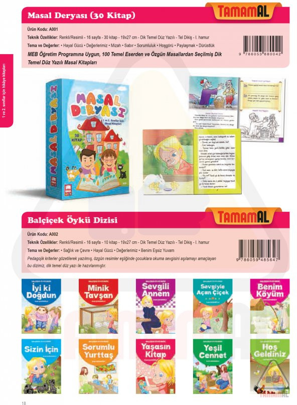 1 2 SINIF MASAL DERYASI ÖYKÜ HİKAYE KİTAP SETİ DİK TEMEL HARFLER - 3