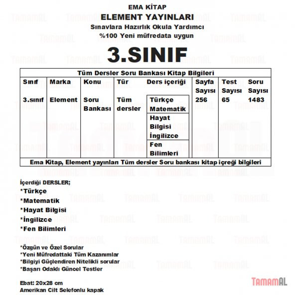 3.SINIF TÜM DERSLER SORU BANKASI TÜRKÇE MATEMATİK FEN İNG HAYAT B - 2