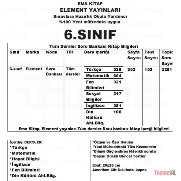 6.SINIF TÜM DERSLER SORU BANKASI TÜRKÇE MATEMATİK FEN SOS DİN İNG - 2