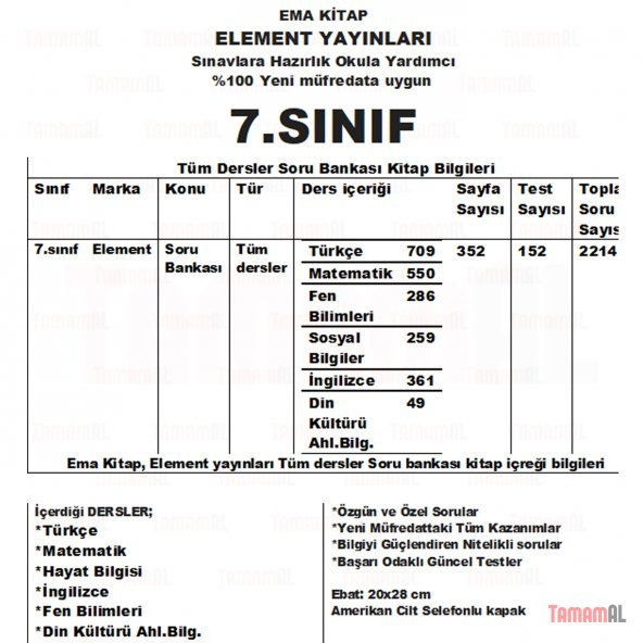 7.SINIF TÜM DERSLER SORU BANKASI TÜRKÇE MAT FEN SOS DİN İNG - 2