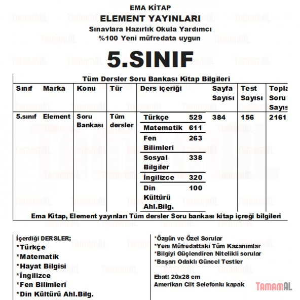 5.SINIF TÜM DERSLER SORU BANKASI TÜRKÇE MAT FEN SOSYAL DİN İNGİLİ - 2