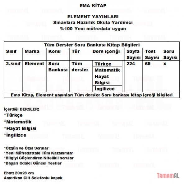 2.SINIF TÜM DERSLER SORU BANKASI MATEMATİK TÜRKÇE HAYAT BİLGİSİ - 3