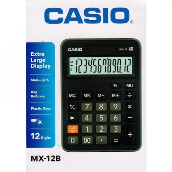 CASİO MX-12B KÜÇÜK MASA TİPİ 12 HANE HESAP MAKİNESİ 4971850187653