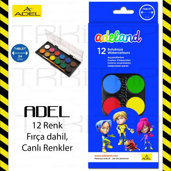 ADELAND 12 RENK SULU BOYA FIRÇA 12 Lİ - 2