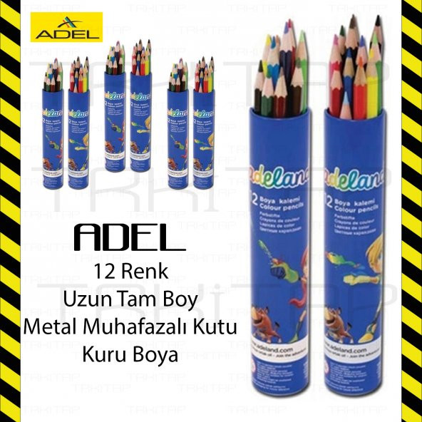 ADELAND 12 RENK TAM BOY UZUN KURU BOYA 12 Lİ METAL TÜP MUHAFAZALI - 2