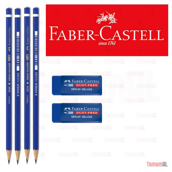 FABER CASTELL 4 AD SINAV KALEMİ 2B KURŞUN KALEM 2 ADET MAVİ SİLGİ - 2
