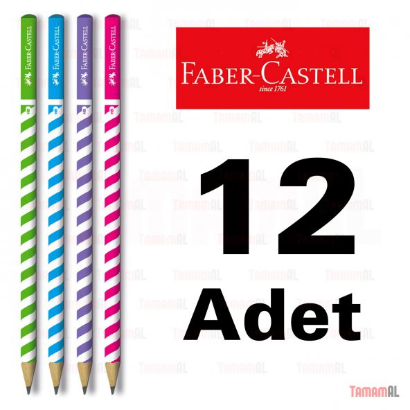 FABER CASTELL YUVARLAK KURŞUN KALEM 1 DÜZNE (12 ADET) FARKLI RENK - 5