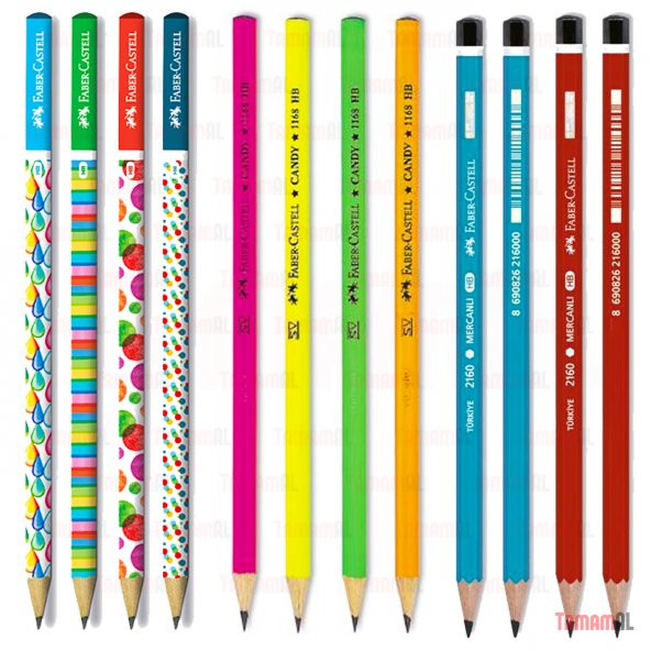 FABER CASTELL YUVARLAK KURŞUN KALEM 1 DÜZNE (12 ADET) FARKLI RENK - 3