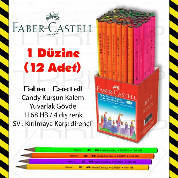 FABER CASTELL YUVARLAK KURŞUN KALEM 1 DÜZNE (12 ADET) FARKLI RENK - 4