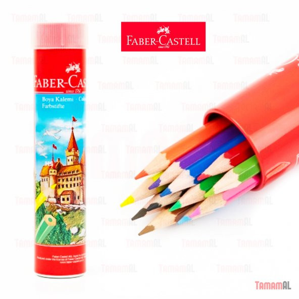 FABER CASTELL 12 Li UZUN TAM BOY KURU BOYA METAL TÜP8690826165124 - 7
