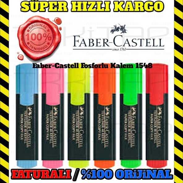 FABER CASTELL FOSFORLU KALEM İŞARETLE KALEMİ 1548 TEXTLİNER 2ADET - 2